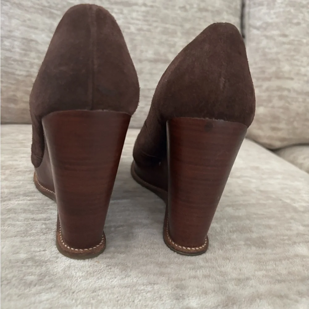 Michael Kors Brown Peep-Toe Suede Wedges